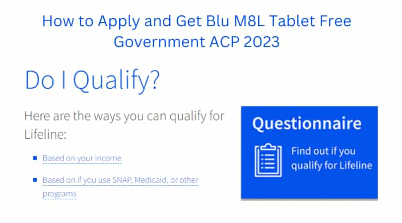 How to Apply and Get Blu M8L Tablet Free Government ACP 2023