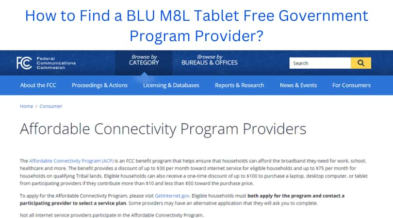 How to Find a BLU M8L Tablet Free Government Program Provider?